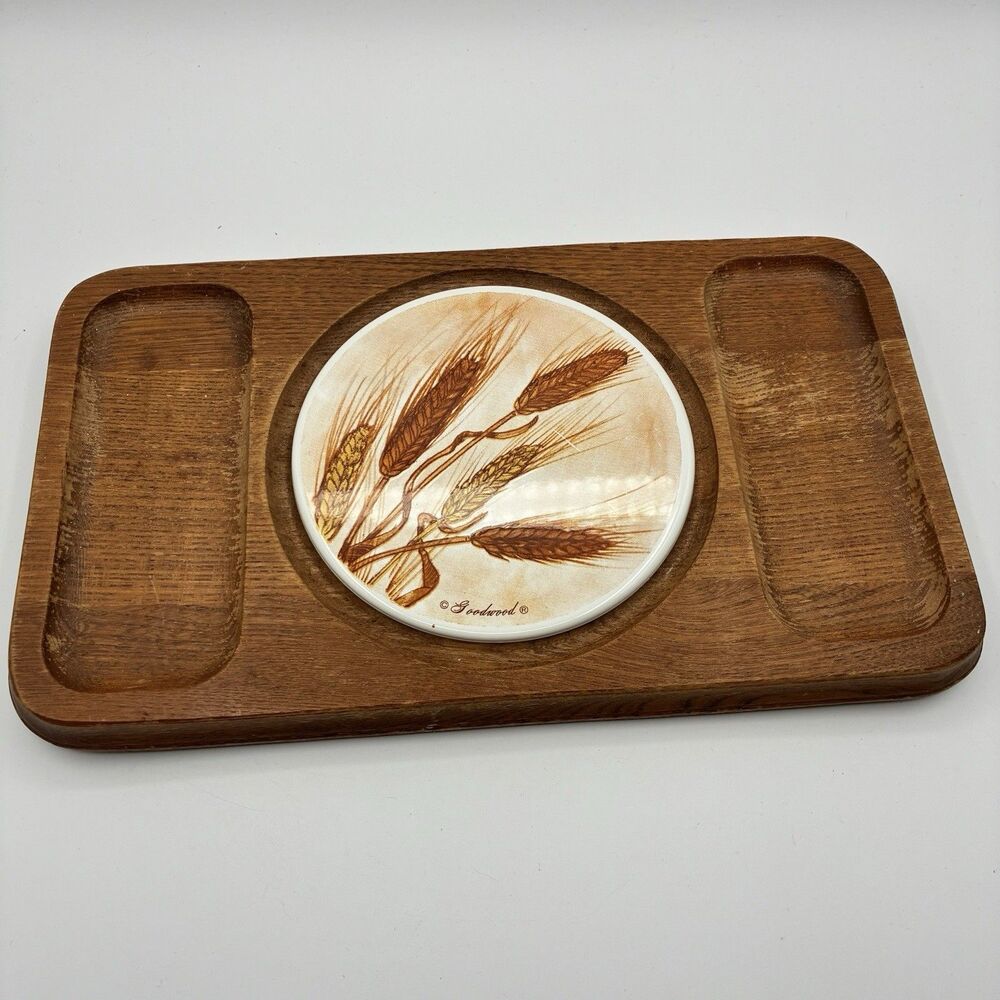 Vintage Goodwood Wooden Meat & Cheese Charcuterie Board Plate Tray No Glass Lid